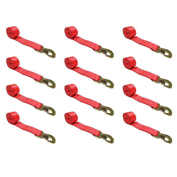 2" x 10' Lasso Strap w/ O Ring Auto Tie Down Wheel Lift Tow Truck Trailer, 12PK